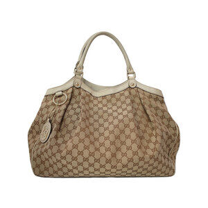Gucci Sukey Tote Shoulder Bag GG monogram canvas leather Beige Tan